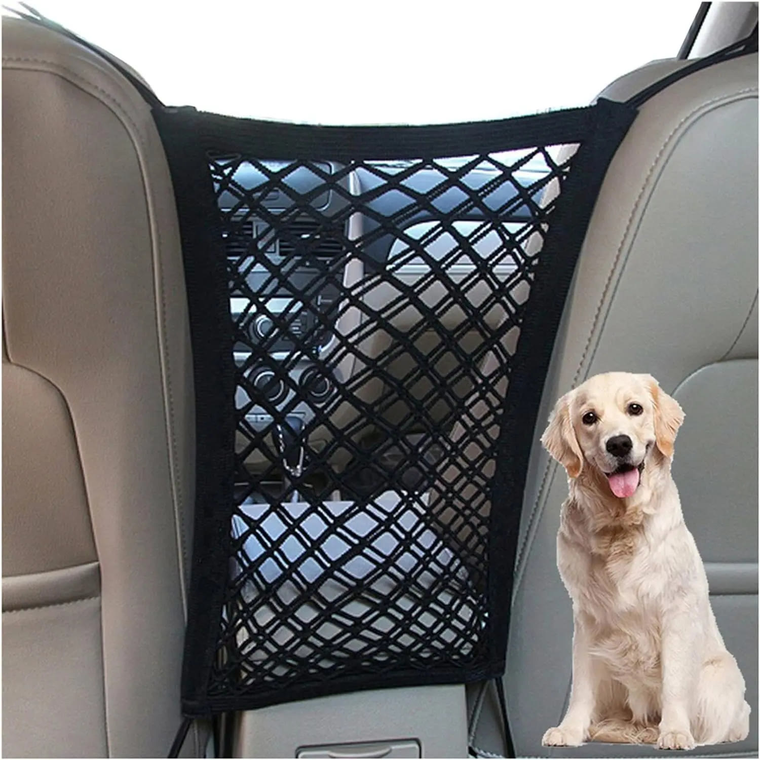  Heeipaw Fabric & Plastic Dog Car Net Barrier - Auto Safety Mesh Organizer, Stretchable Storage Bag, Easy Installation - image 1