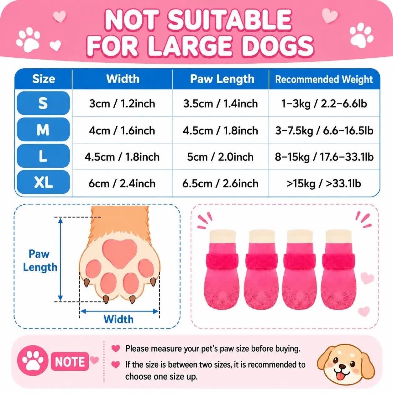 Heeipaw 4-Pair Set Waterproof Dog Boots, Silicone Anti-Slip Wear-Resistant Pet Shoes Puppy Shoes for Outdoor Sports, Protective  - image 2