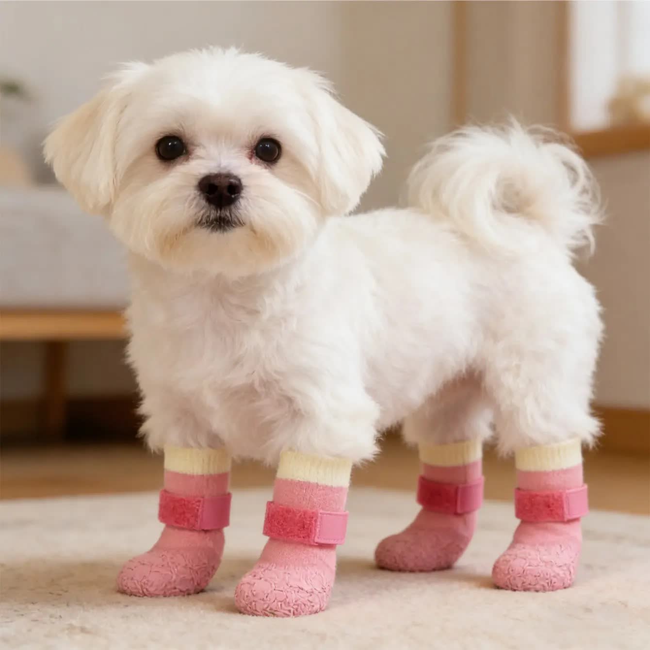 Heeipaw 4-Pair Set Waterproof Dog Boots, Silicone Anti-Slip Wear-Resistant Pet Shoes Puppy Shoes for Outdoor Sports, Protective  - image 1