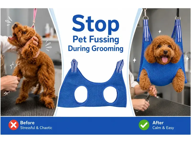 Heeipaw Pet Grooming Hammock, Nail Trimming Restraint for Cats & Small Dogs with 9-Piece Grooming Accessories Set (Without Fixed） - image 2