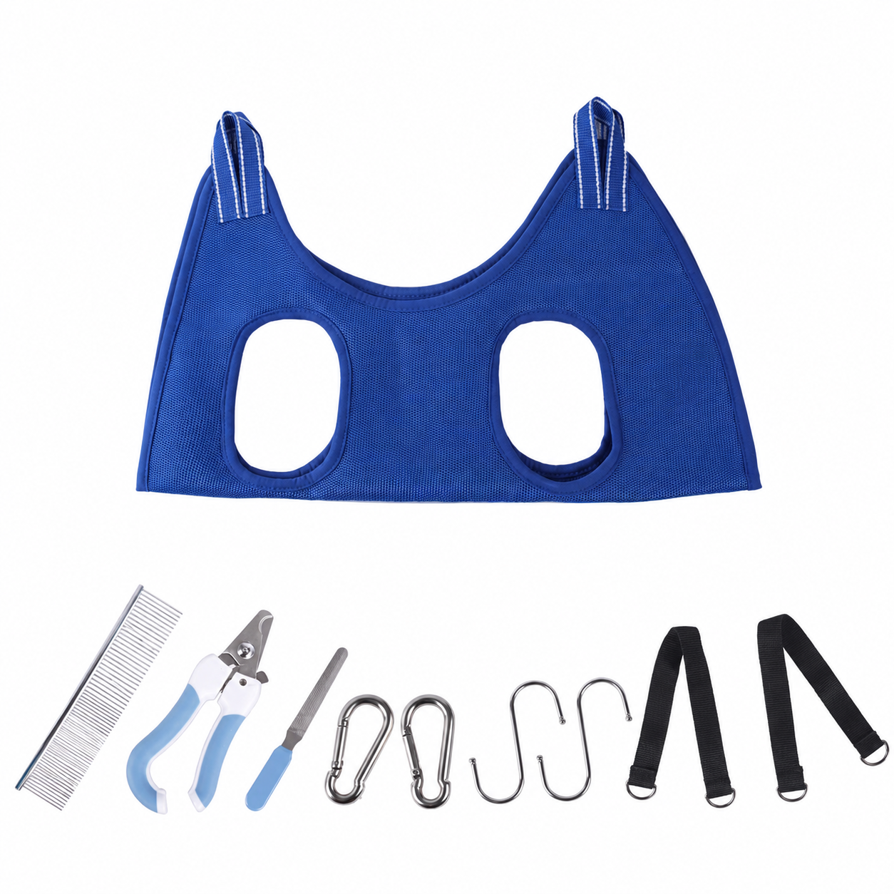 Heeipaw Pet Grooming Hammock, Nail Trimming Restraint for Cats & Small Dogs with 9-Piece Grooming Accessories Set (Without Fixed） - Blue - L - image 5