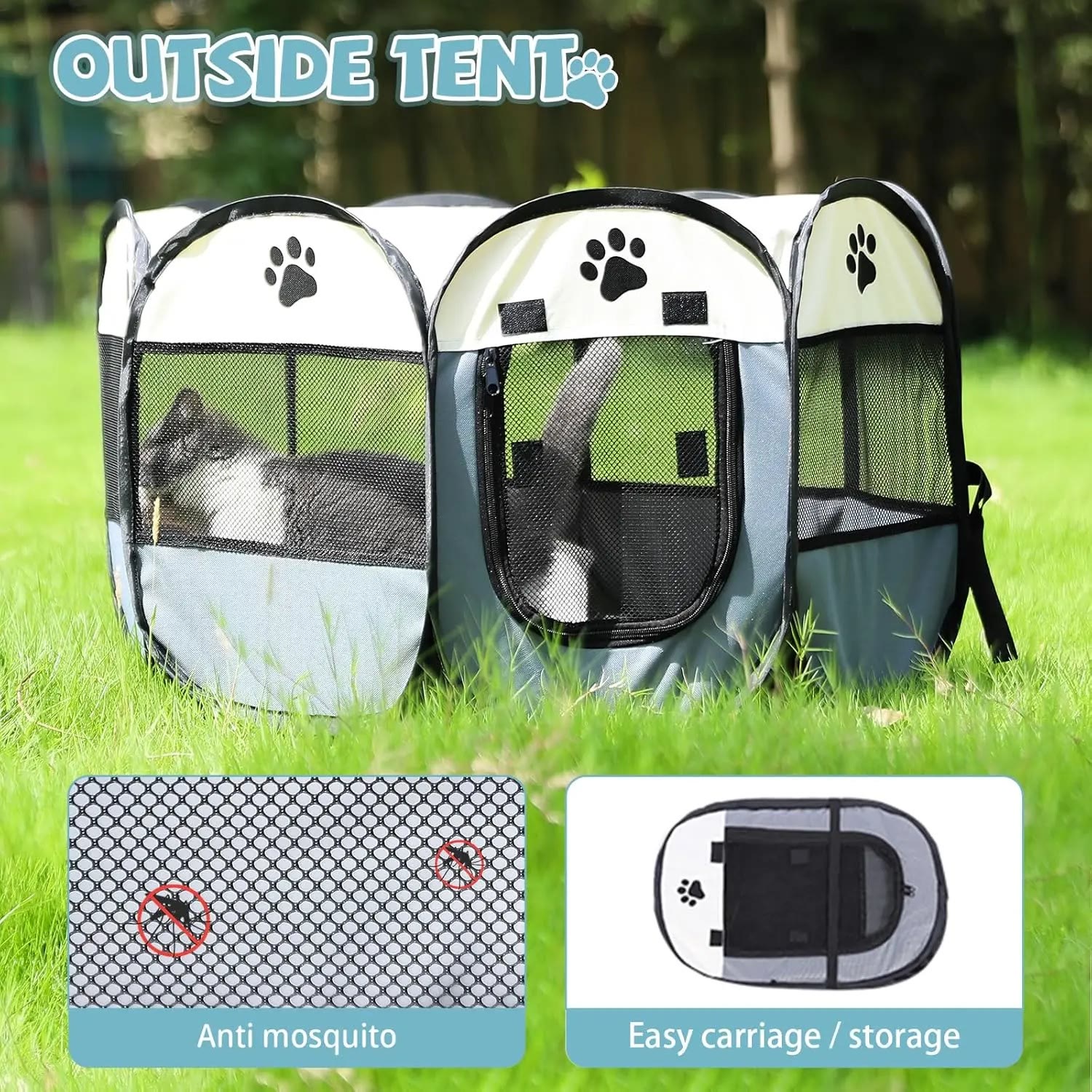 Heeipaw Dog Cat Playpen, Puppy Pet Playpen Indoor for Small Dogs Tent Crates Cage Outdoor - image 8