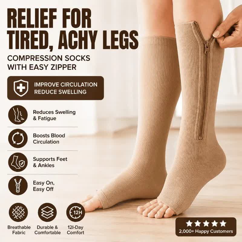 Easy-On Zipper Compression Socks – Comfortable Everyday Support - image 1