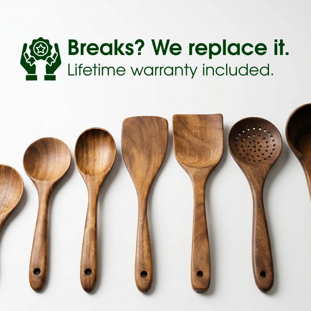 Small Leaf Acacia Wood Utensil Set - image 6