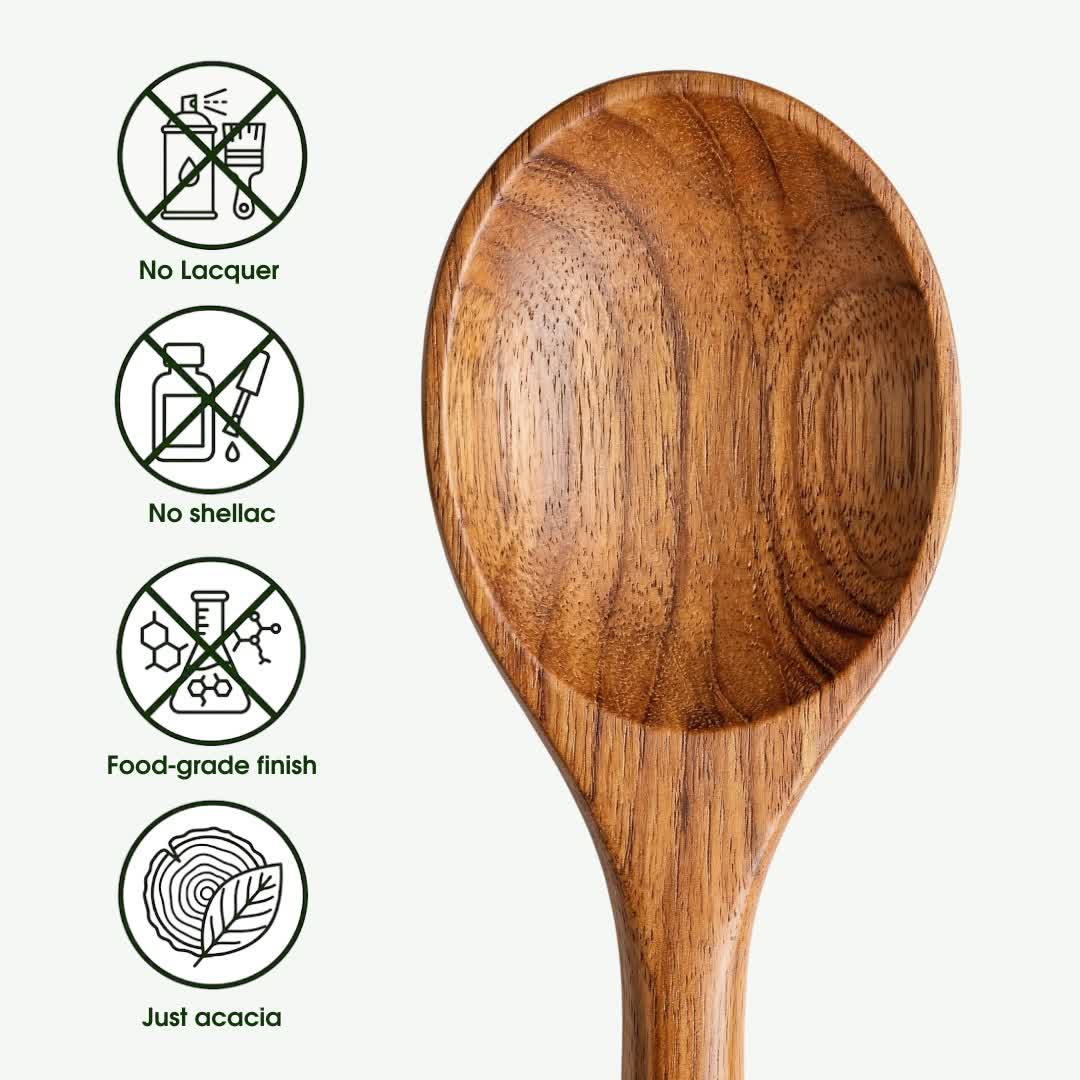 Small Leaf Acacia Wood Utensil Set - image 5