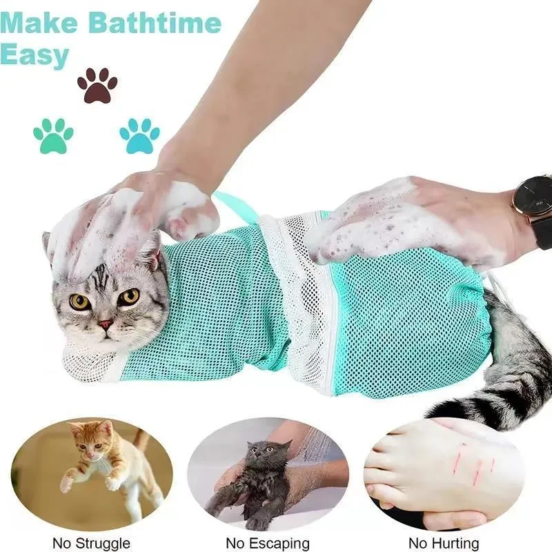 Adjustable drawstring cat shower bag