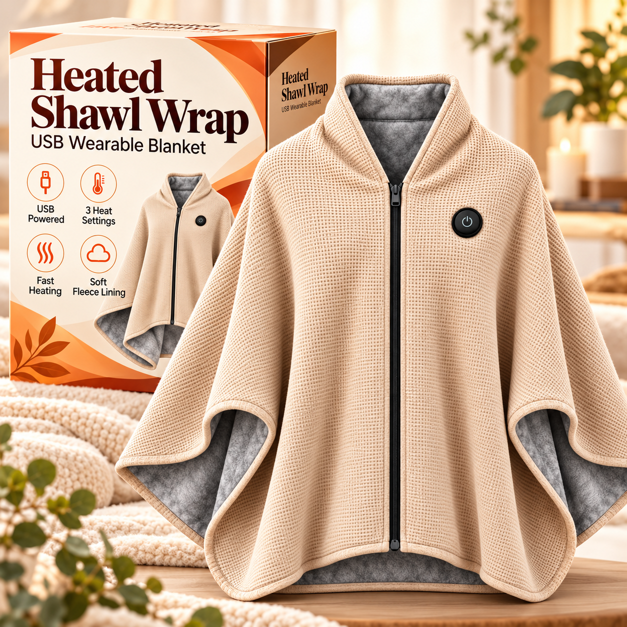 Heated shawl winter gift showcase