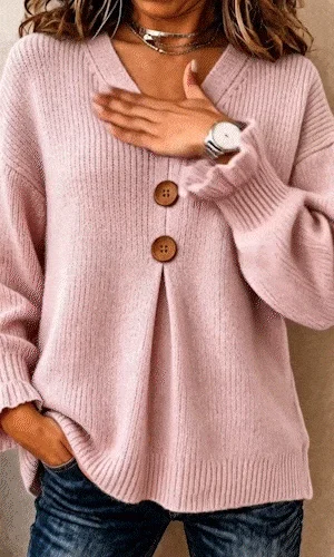 Women's Knit Cardigan With Decorative Front Buttons