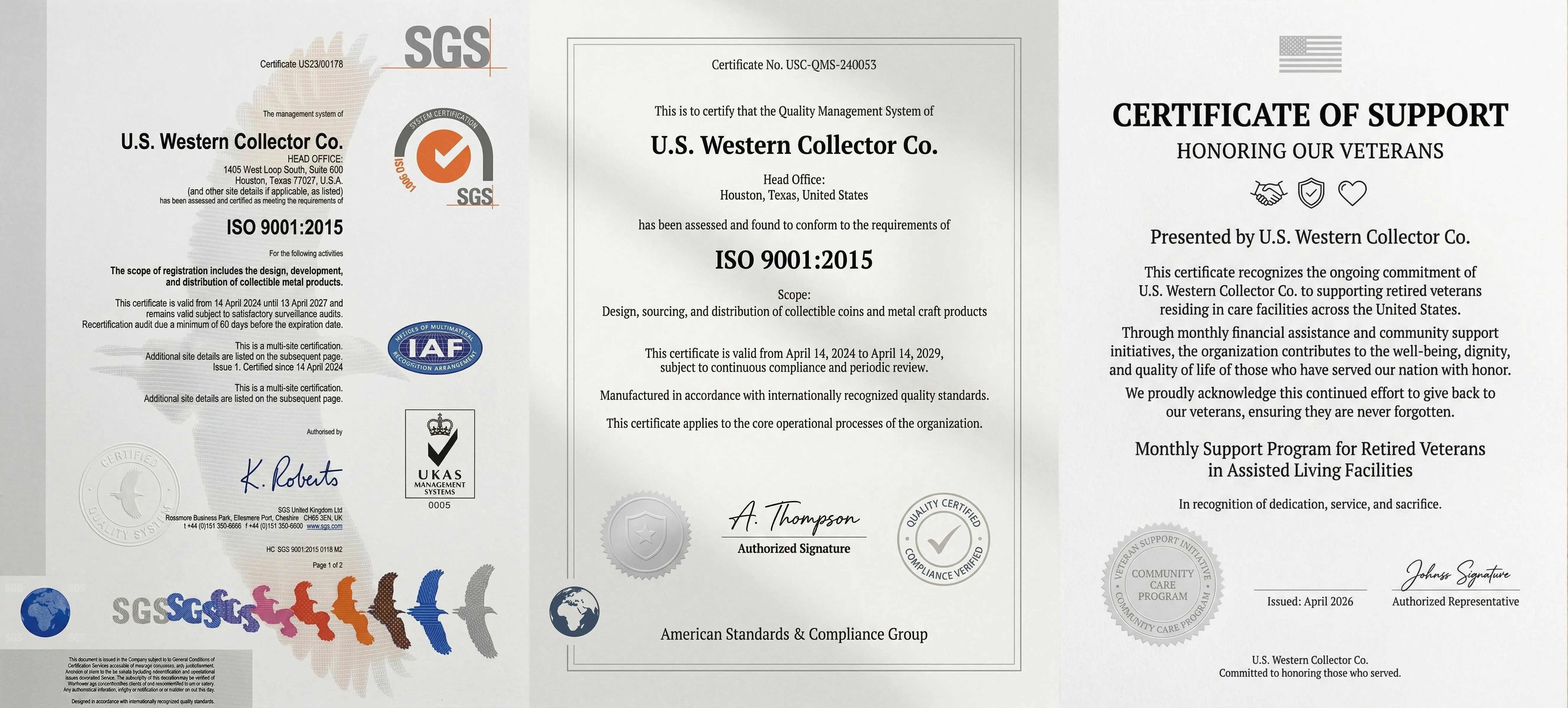 Additional supplied certificates and inspection documentation