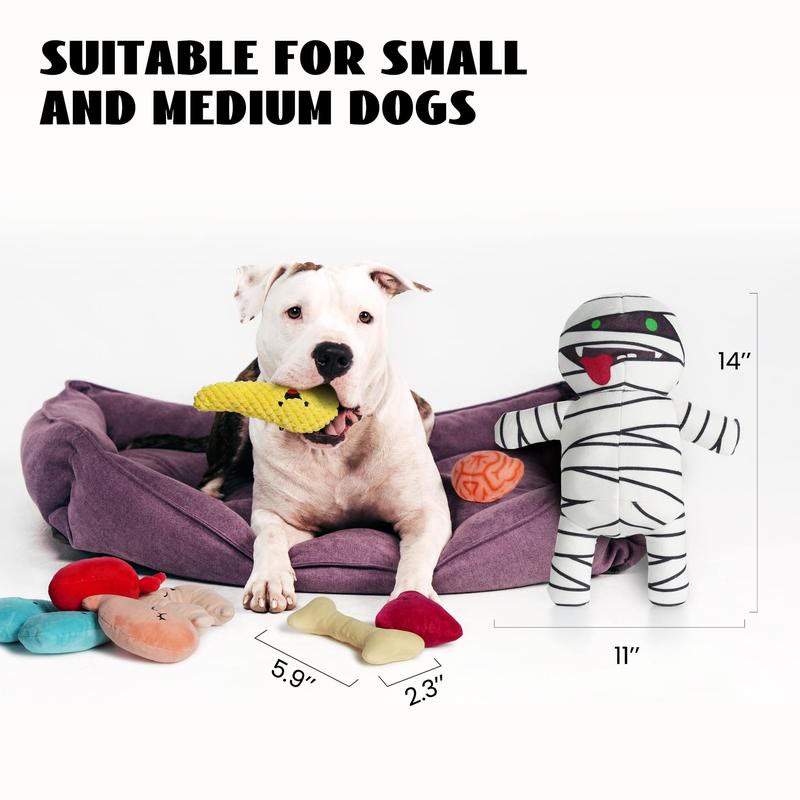 Heeipaw Mummy Plush Dog Toy, Interactive Hide-and-Seek Treat Puzzle with Squeaker for Cats & Dogs, Halloween Enrichment Toy for  - image 6