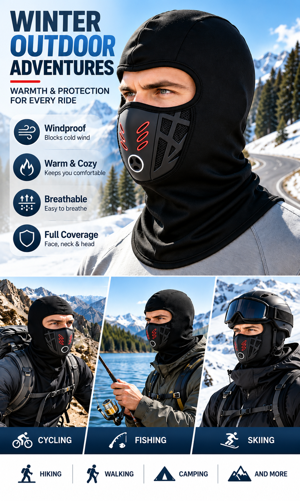 Cycling winter mask in snow conditions