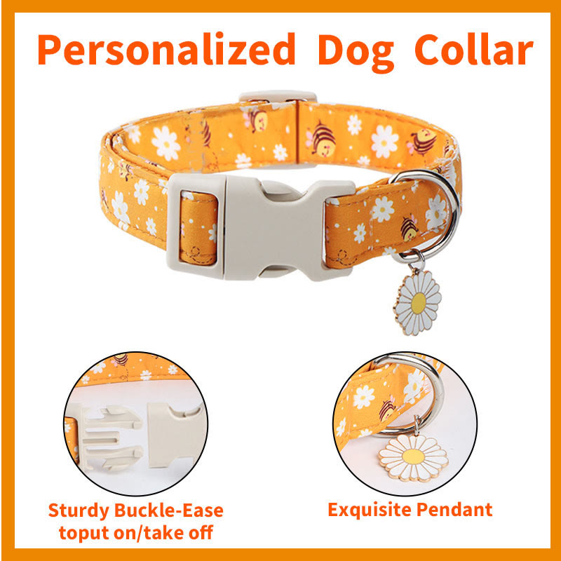 Heeipaw Stylish Dog Collar, Durable Adjustable Pet Collar for Small, Medium & Large Dogs - bee - L - image 7