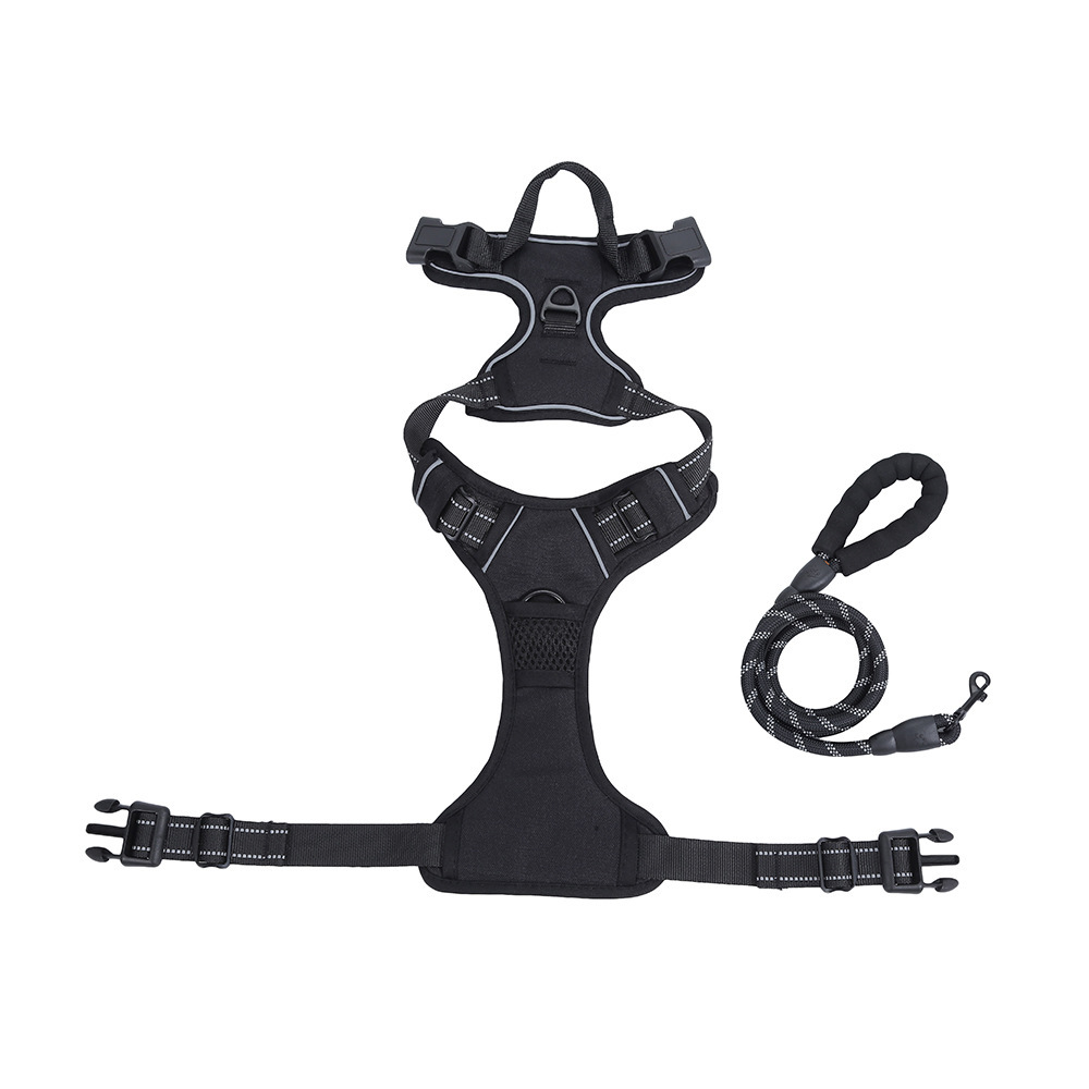 Heeipaw Adjustable H-shaped Dog Harness With Leash, No-pull Anti-choke Pet Vest, Breathable Walking Harness For Small, Medium & Large Dogs - Black – Harness + Leash Set - Extra Large Size Harness with 1.5m × 1.2cm Durable Leash - image 7