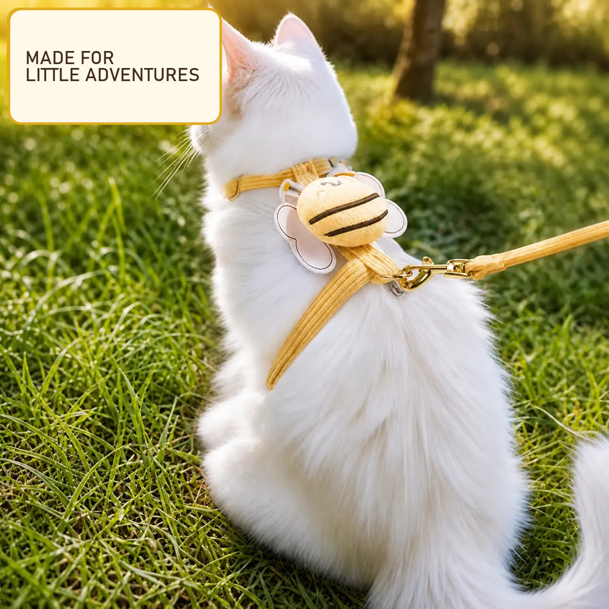 Heeipaw Cute Bee Cat Harness and Leash Set, Breathable Vest Harness for Kittens & Small Dogs, Adjustable Walking Training Strap - Yellow - L - 1pc - image 8
