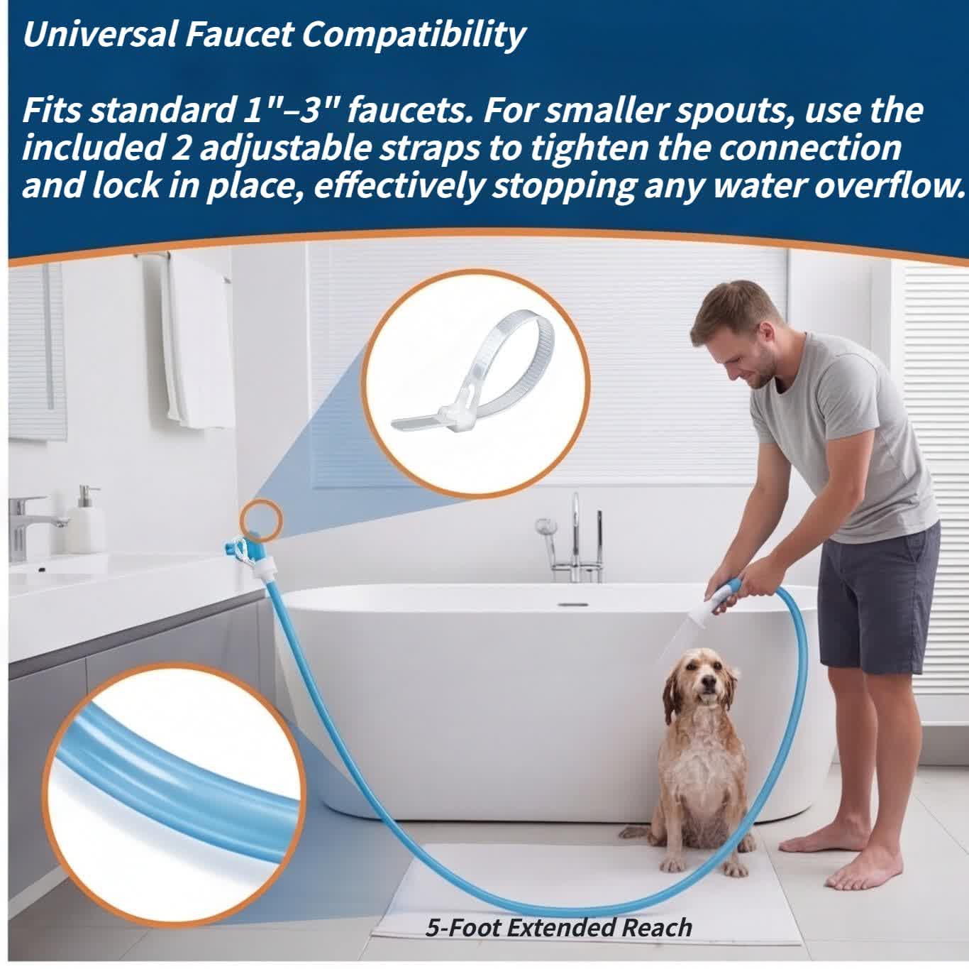 Heeipaw Silicone Pet Shower Hose Attachment, Flexible Dog Bath Sprayer Connector for Easy Grooming & Washing - image 8