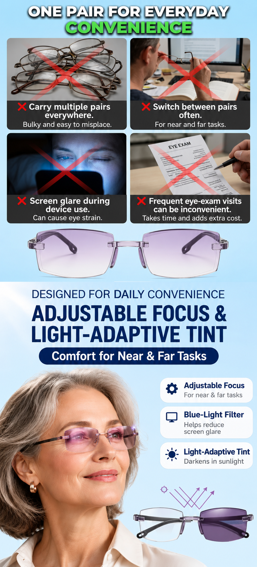 Adaptive tint glasses information