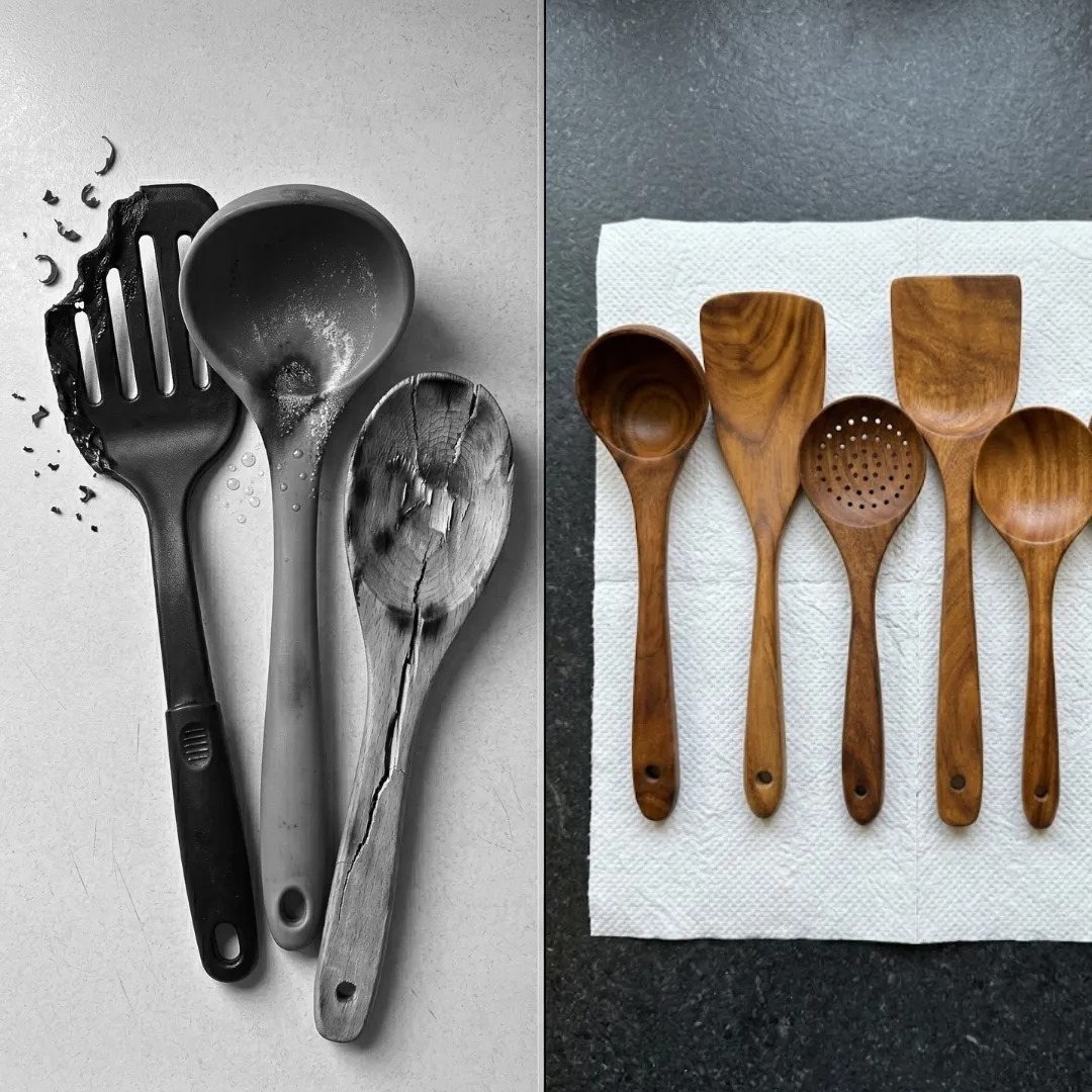 Natural Small Leaf Acacia Wood Cooking Utensils