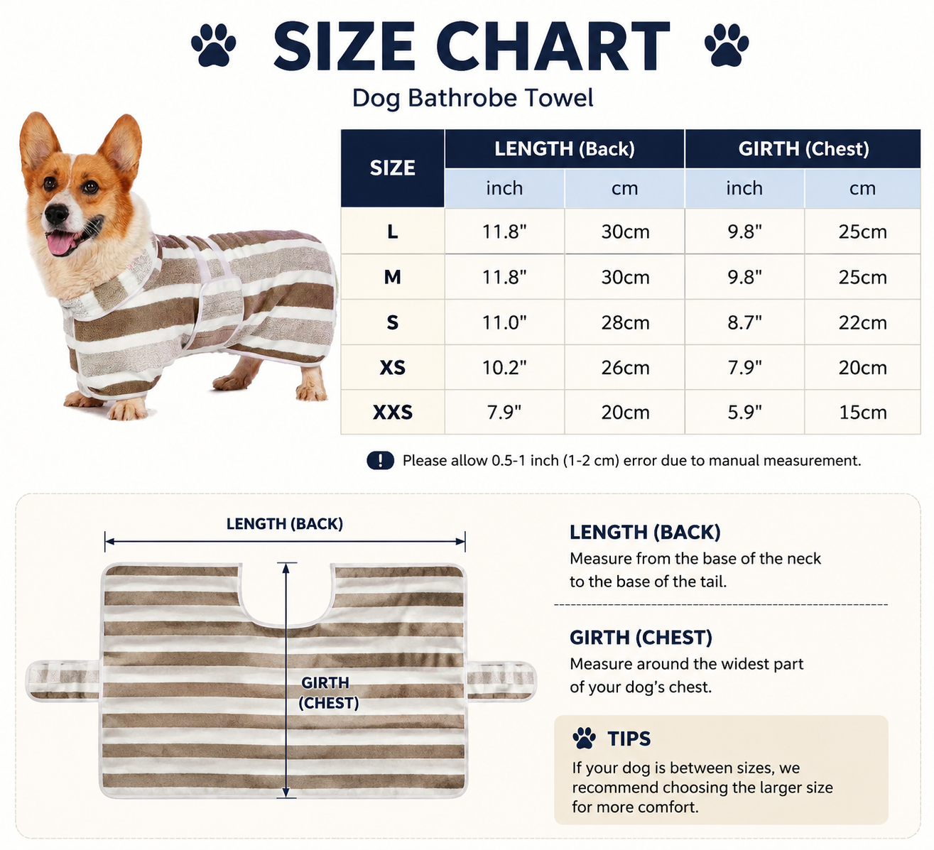Heeipaw Cozy Dog Bathrobe Towel – Ultra Absorbent Pet Drying Wrap for Small & Large Dogs, Soft Bath Towel After Shower