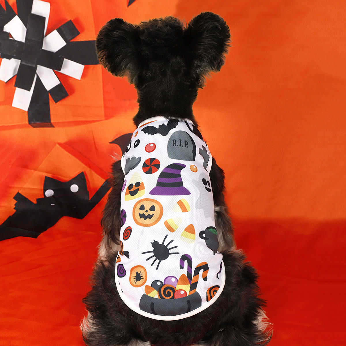 Heeipaw Halloween Pumpkin Dog Costume Vest – Cute Printed Pet Shirt, Sleeveless Dog Clothes for Small Dogs - Spooky Candy White - XL - image 10
