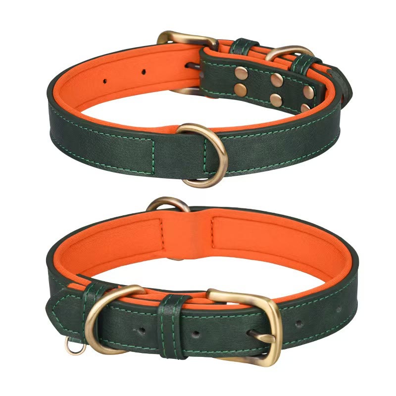Heeipaw Premium Leather Dog Collar Set, Adjustable Padded Dog Collar With Matching Leash For Small Medium Large Dogs, Durable Comfortable Pet Collar For Labrador, Golden Retriever, Husky & More - Dark Green - XL - image 6