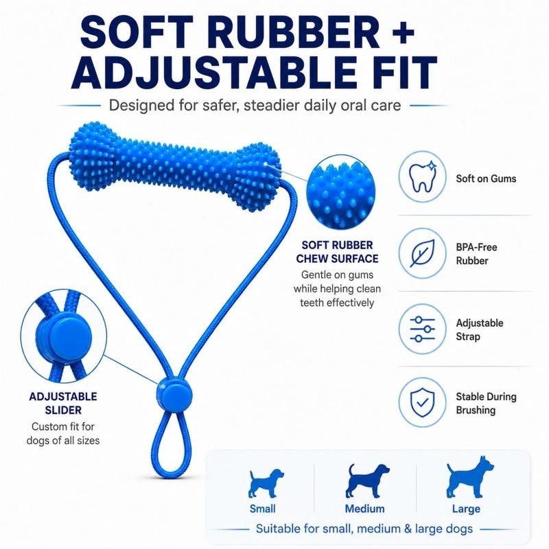 Heeipaw Adjustable neck strap dog tooth cleaning chew stick, tooth cleaning bite stick, made of bite-resistant rubber - image 4