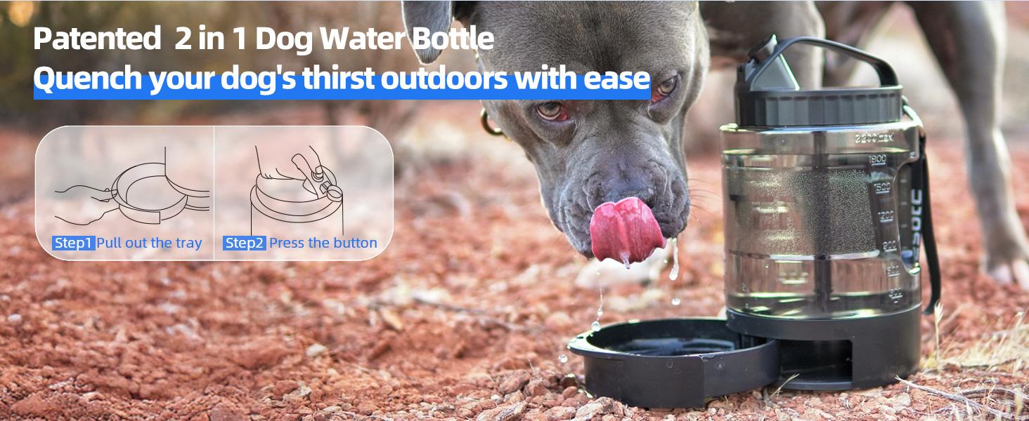 2-in-1 Large Dog Water Bowl Dispenser, Portable Sturdy Pet Feeding Accessory for Walking, Camping, On-The-Go Pet Supplies, Animal Water Bowl