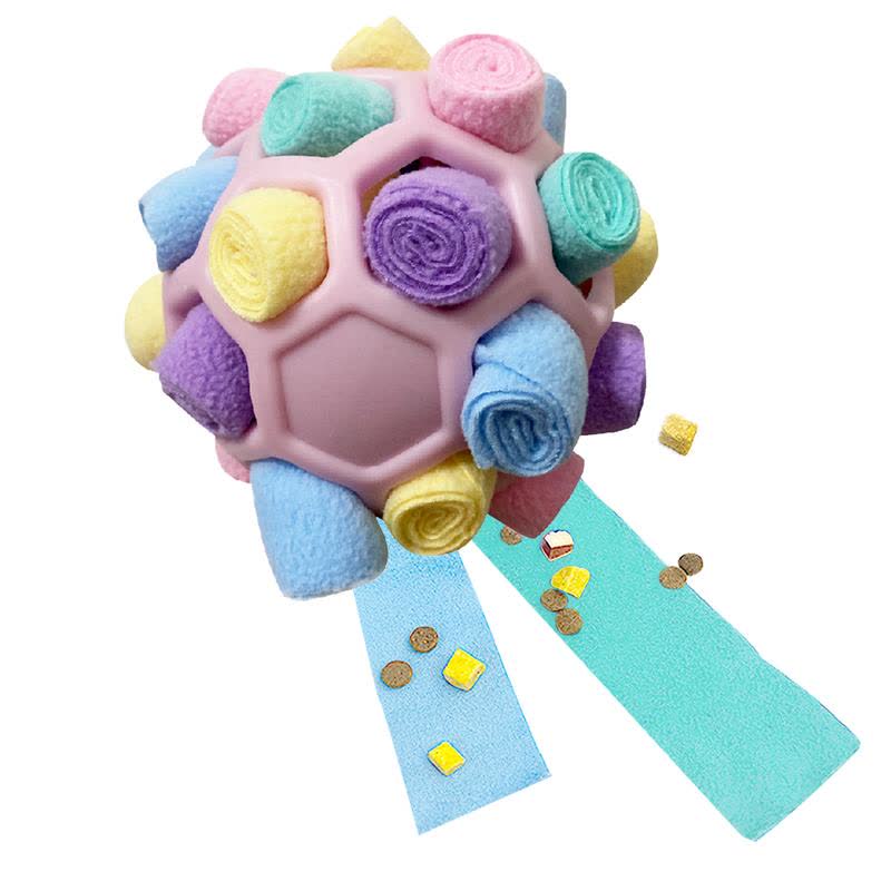 Heeipaw Dog Snuffle Ball Toy - Chewable Interactive Toy, Calming Puzzle Slow Feeder Snack Dispenser for Small Dogs, Anxiety Reli - Pink - 4.7inch - image 7
