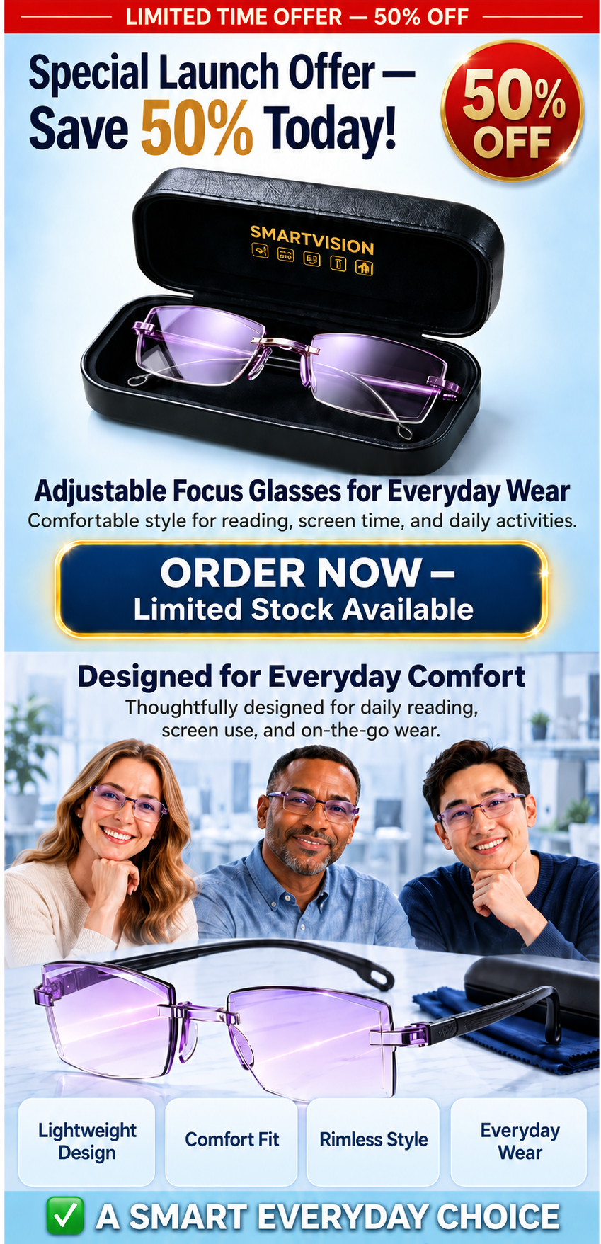 Everyday adaptive glasses features