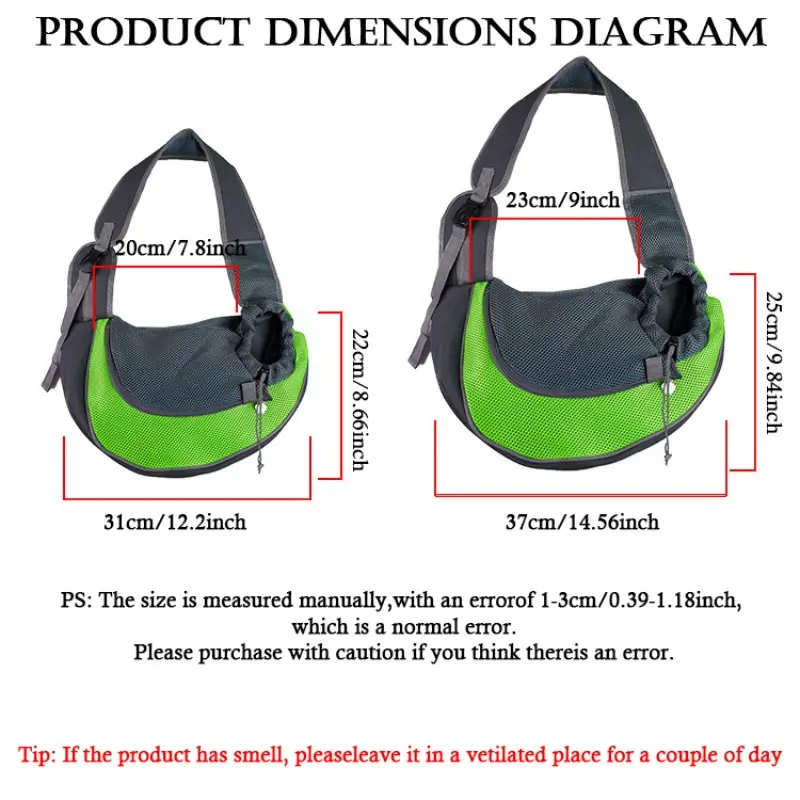 Heeipaw Breathable Dog Sling Carrier, Portable Travel Pet Sling Shoulder Bag Carrier, Dog Bag for Travel