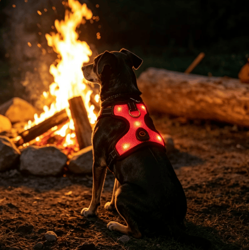 Heeipaw LED Dog Harness – Rechargeable No Pull Safety Vest for Night Walks - Pink - Size-L - image 5