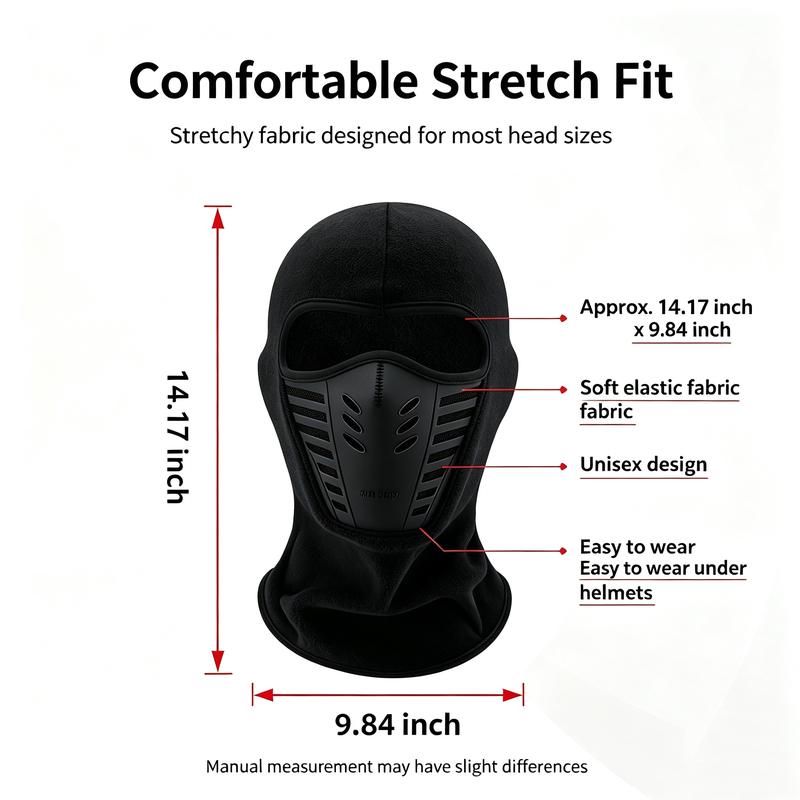 Stretchy balaclava flexible fit diagram