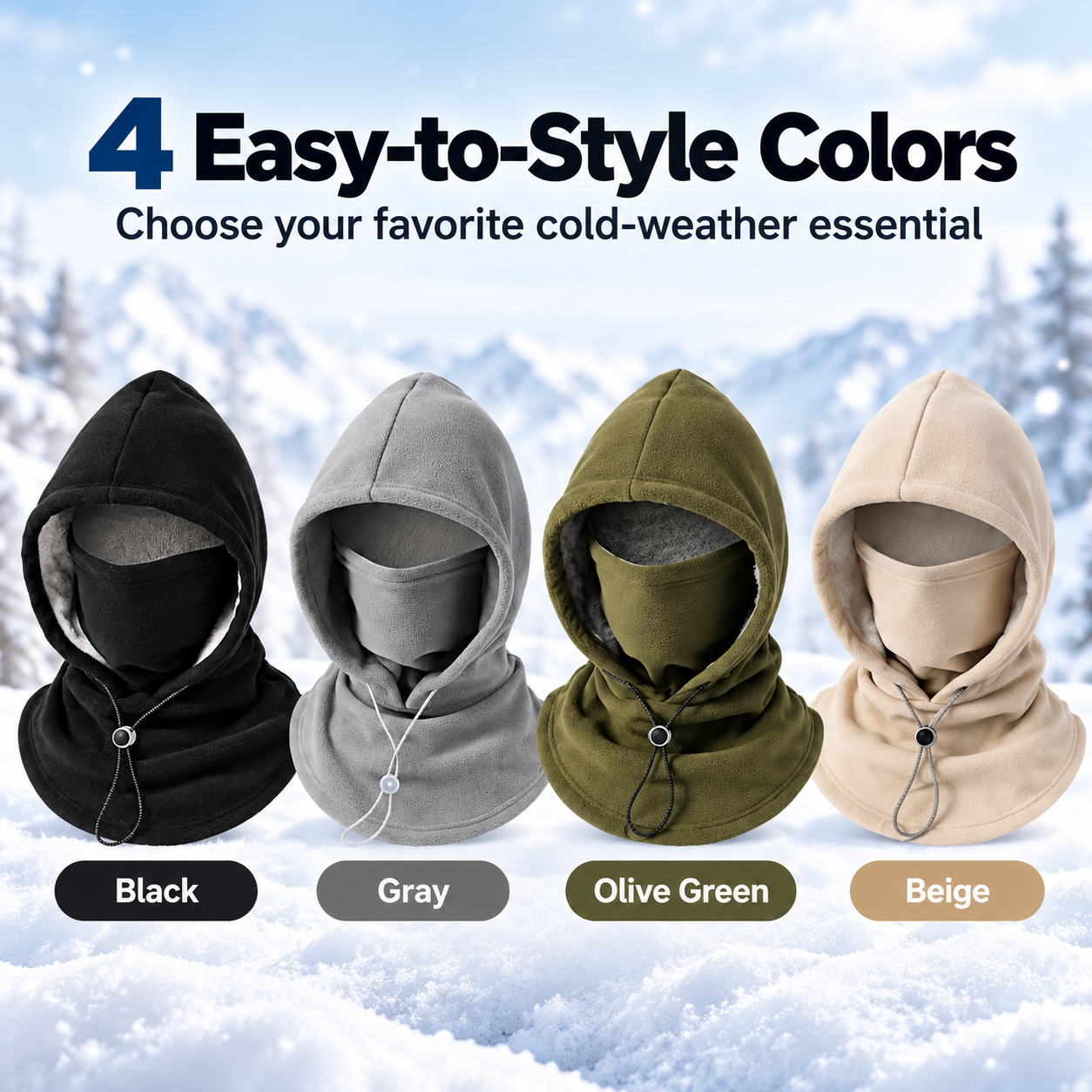 Winter fleece hood face cover and neck warmer product detail 7