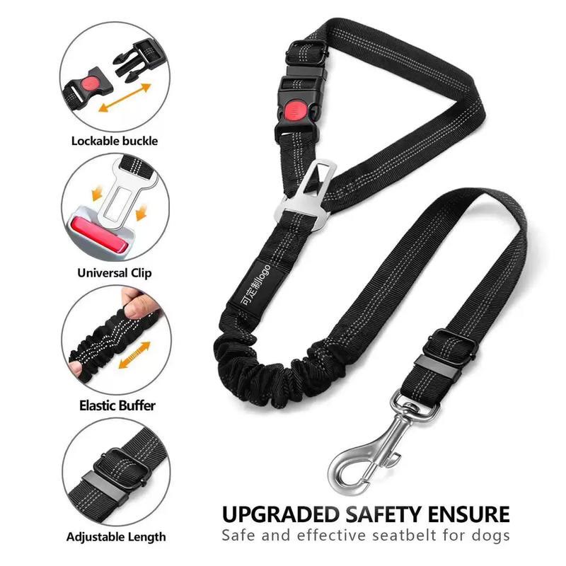 Heeipaw Reflective Dog Car Seat Belt, Adjustable Elastic Bungee Safety Tether With Seat Buckle Clip For Pet Travel - image 7
