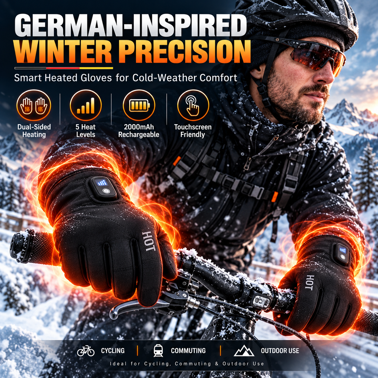 Cold-weather heated gloves lifestyle visual