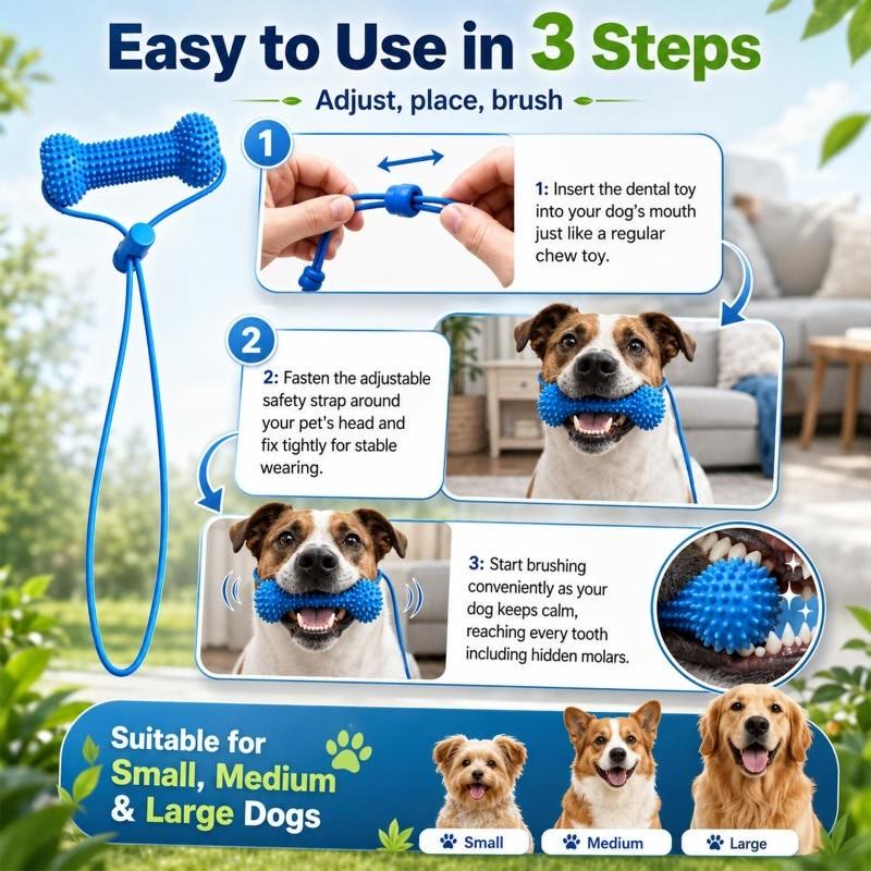 Heeipaw Adjustable neck strap dog tooth cleaning chew stick, tooth cleaning bite stick, made of bite-resistant rubber - image 7