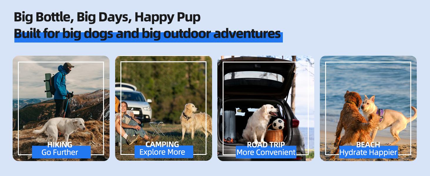 2-in-1 Large Dog Water Bowl Dispenser, Portable Sturdy Pet Feeding Accessory for Walking, Camping, On-The-Go Pet Supplies, Animal Water Bowl