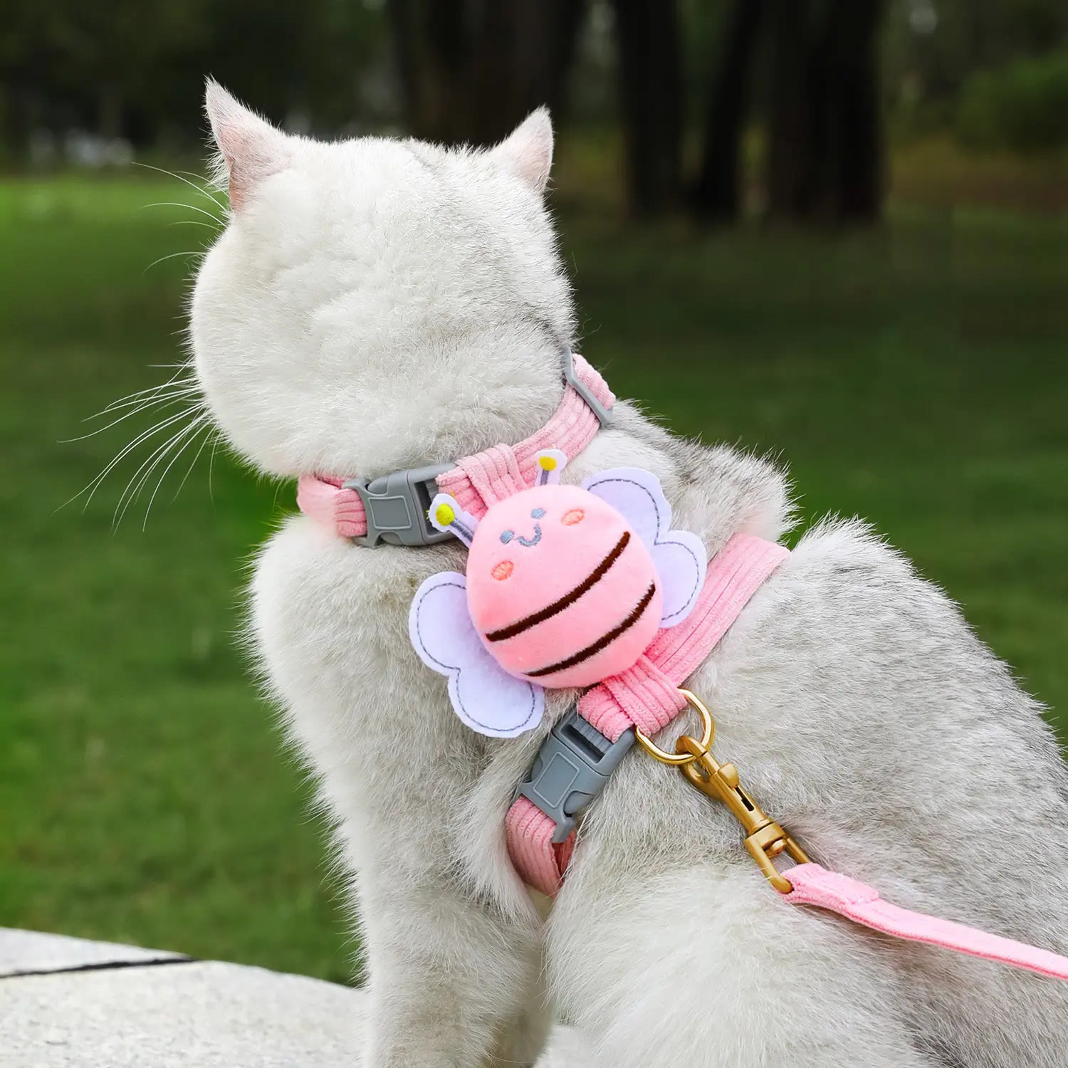 Heeipaw Cute Bee Cat Harness and Leash Set, Breathable Vest Harness for Kittens & Small Dogs, Adjustable Walking Training Strap - Pink - L - 1pc - image 9