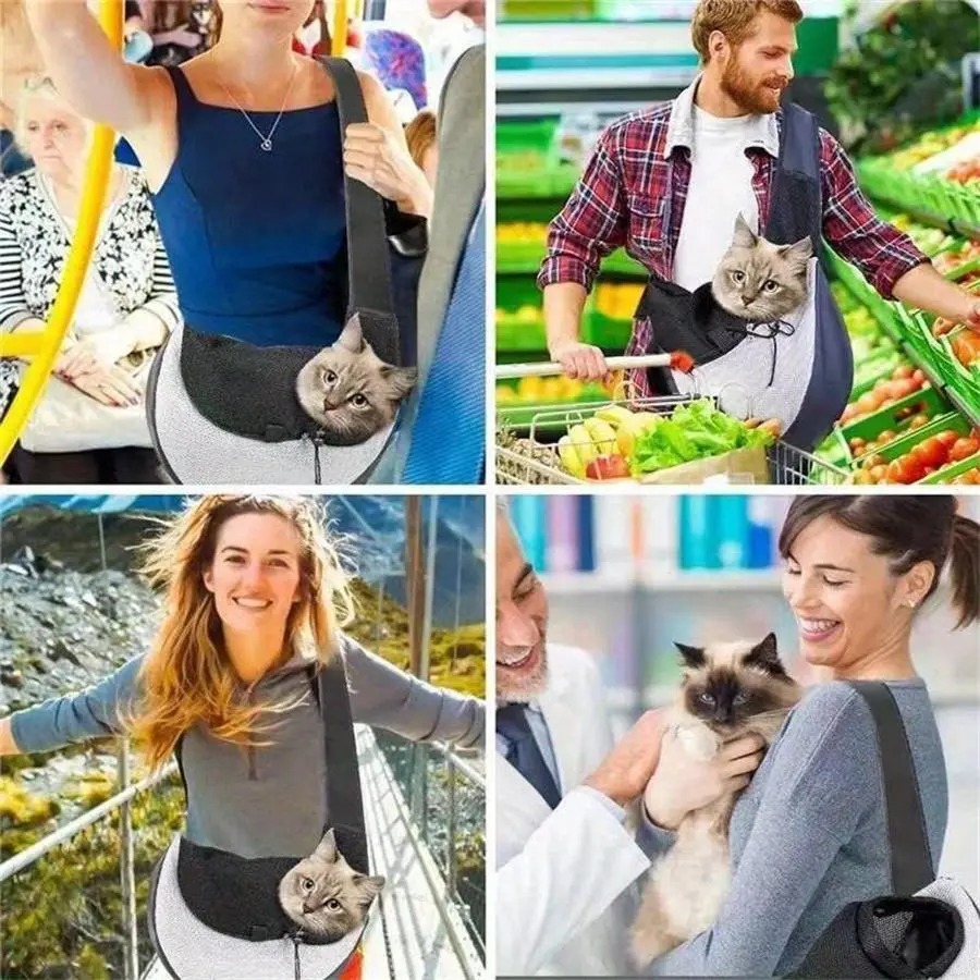 Heeipaw Breathable Dog Sling Carrier, Portable Travel Pet Sling Shoulder Bag Carrier, Dog Bag for Travel