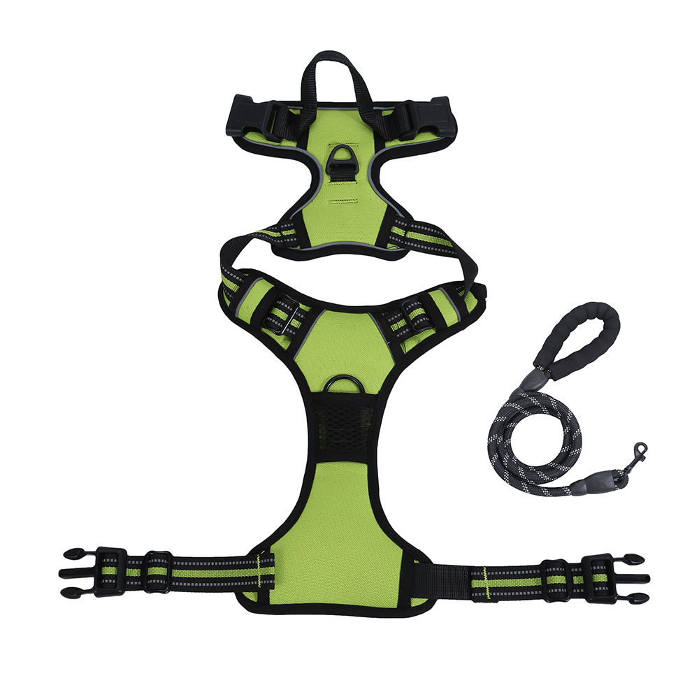 Heeipaw Adjustable H-shaped Dog Harness With Leash, No-pull Anti-choke Pet Vest, Breathable Walking Harness For Small, Medium & Large Dogs - Green – Harness + Leash Set - Extra Large Size Harness with 1.5m × 1.2cm Durable Leash - image 8