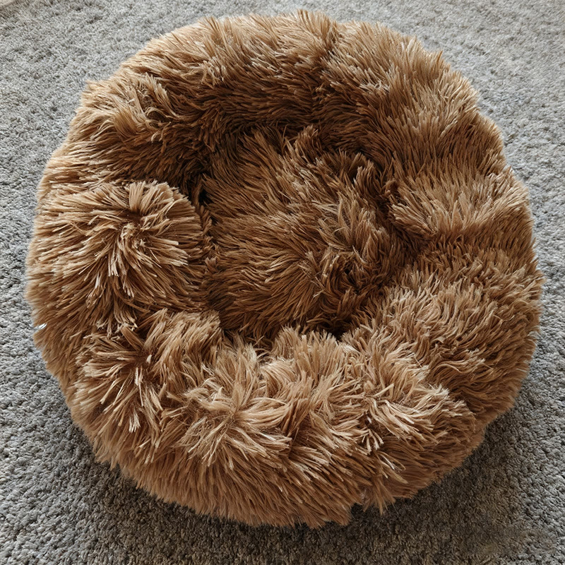 Heeipaw Calming Donut Dog Bed, Plush Round Pet Bed For Dogs & Cats, Soft Furry Puppy Bed With Cozy Bolstered Design, Winter Warm Sleeping Cushion For Small Medium Pets - 100cm - Brown - image 8