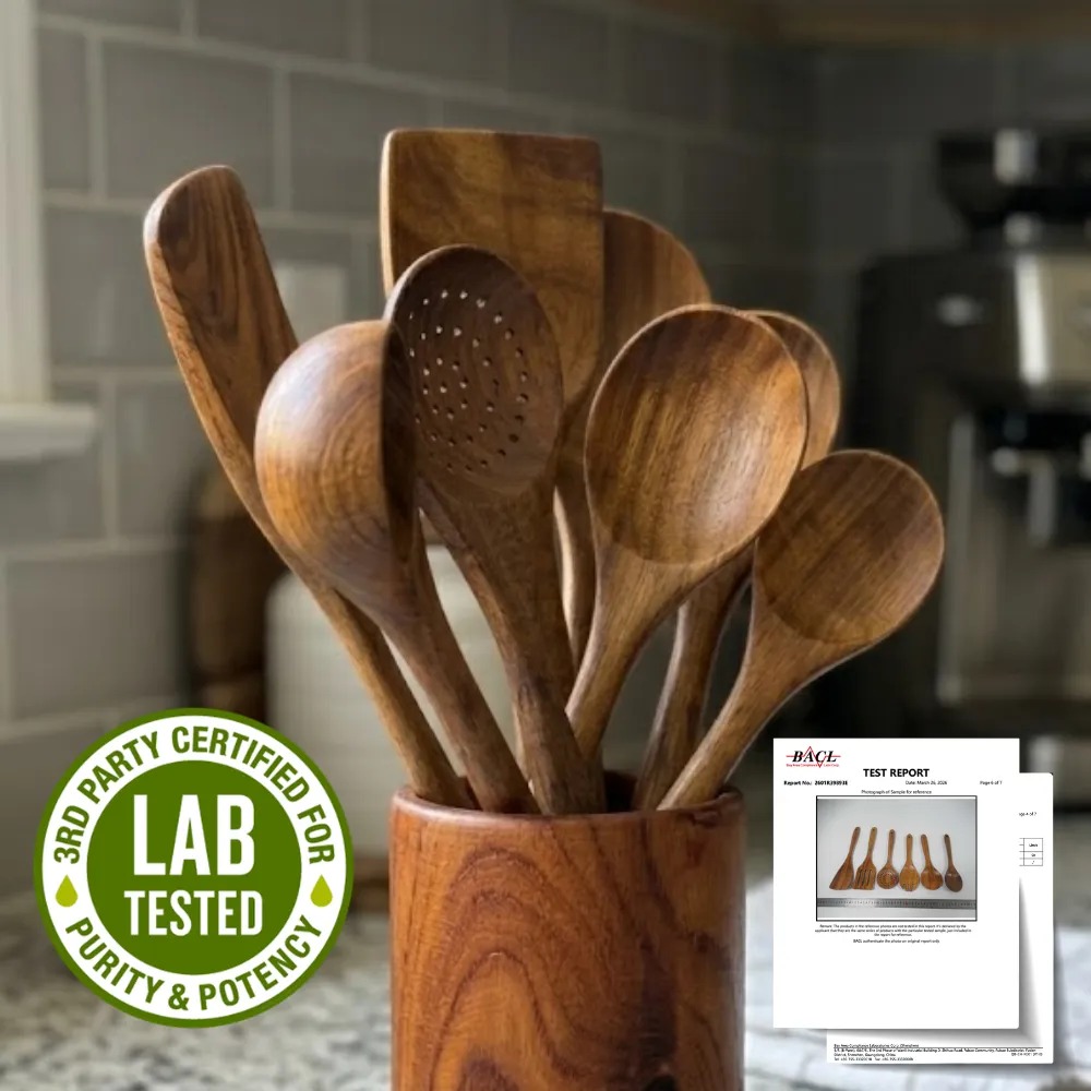 Small Leaf Acacia Wood Kitchen Utensils