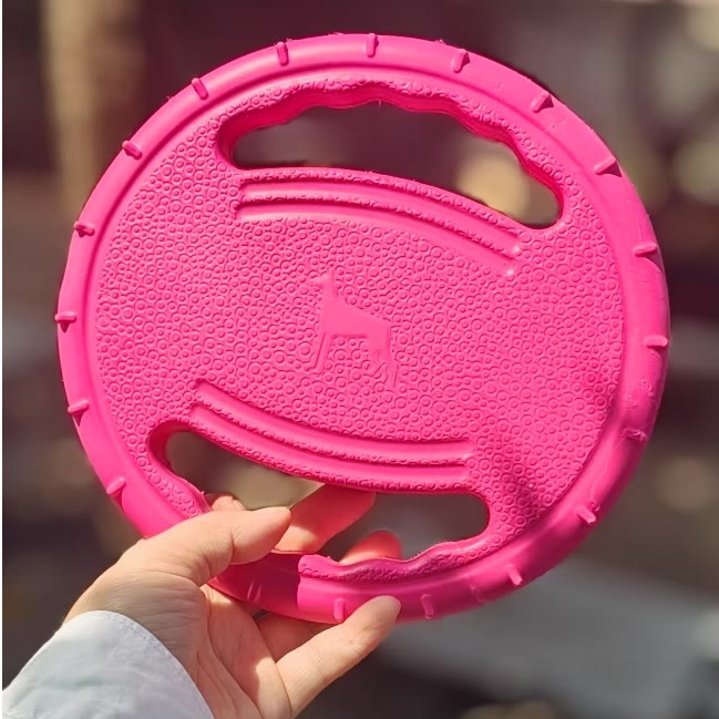 Heeipaw Durable Dog Toy, Bite-resistant Flying Disc For Training, Interactive Outdoor Fetch Toy For Dogs, Puppies & Border Collies - Red - Handle Frisbee - image 4