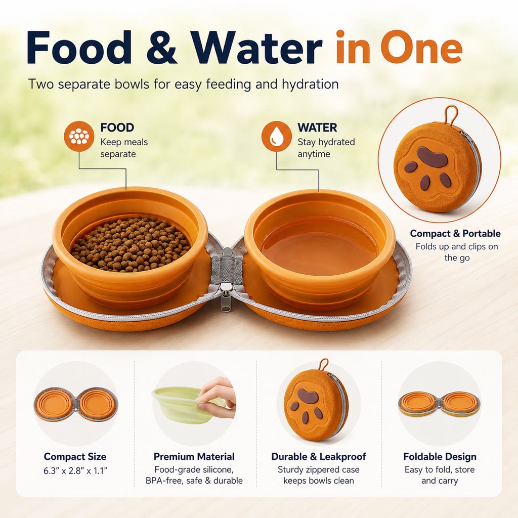 Heeipaw Portable Collapsible Pet Food & Water Bowl - image 5