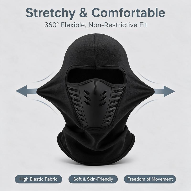 Winter outdoor adventure balaclava on rider