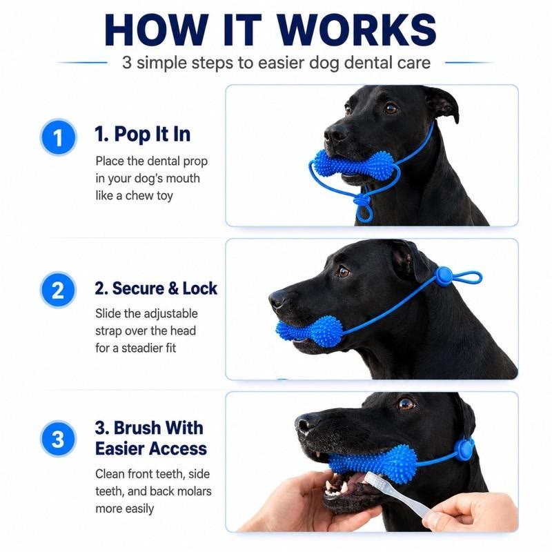 Heeipaw Adjustable neck strap dog tooth cleaning chew stick, tooth cleaning bite stick, made of bite-resistant rubber - image 5