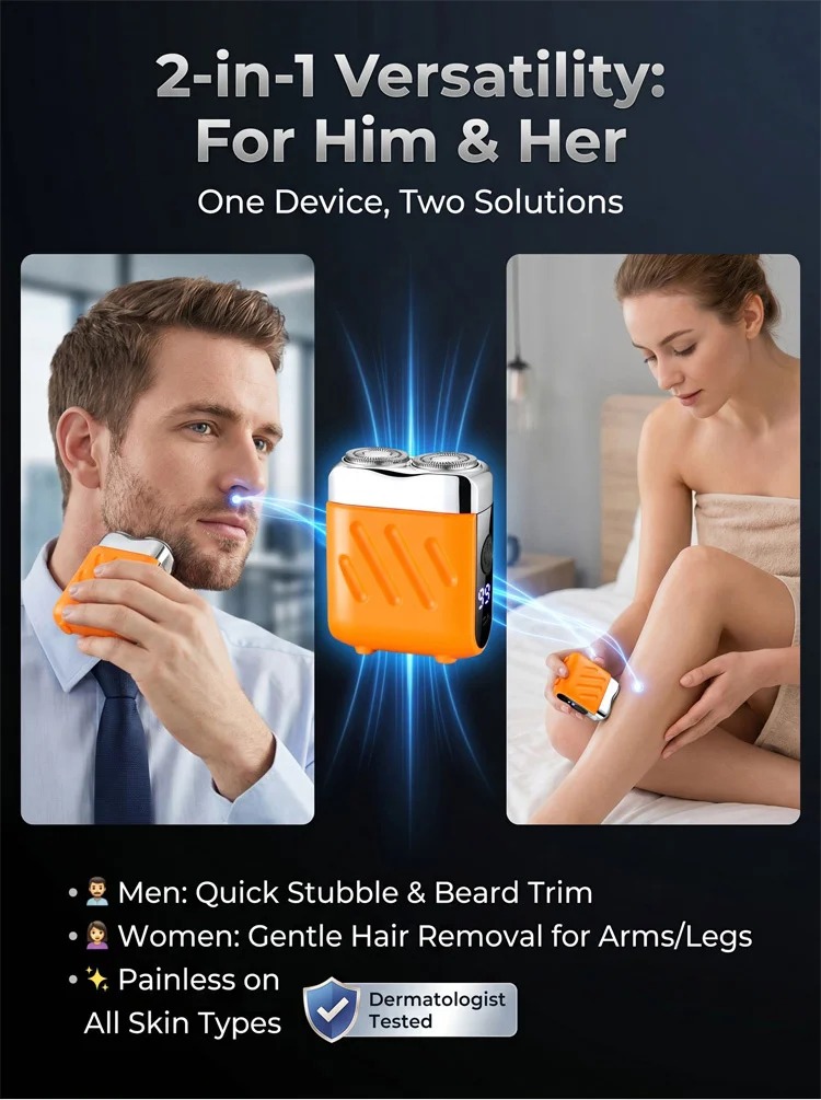 Two-in-one grooming versatility for men and women
