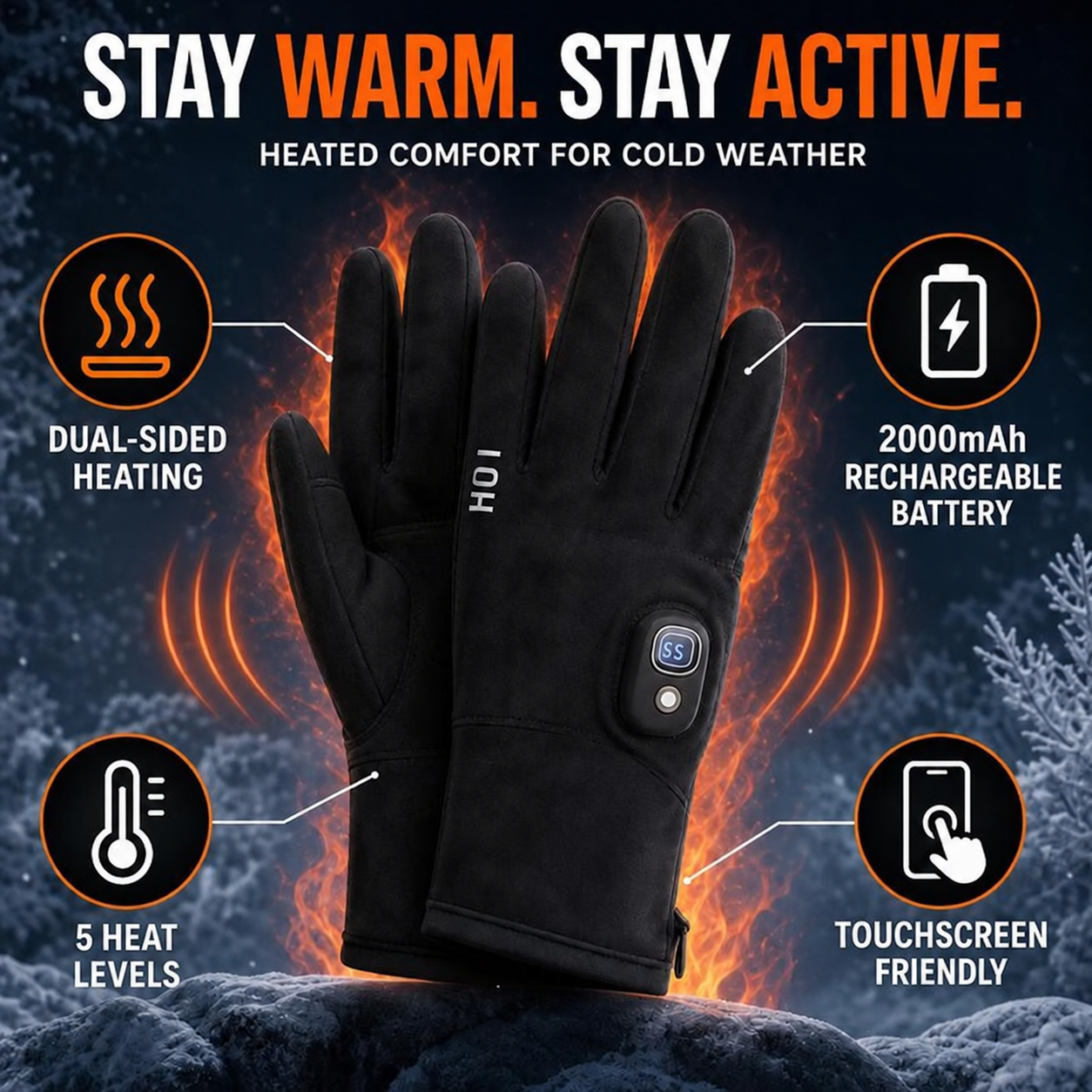Rechargeable Heated Gloves with Smart Temperature Control – Long Battery Life, Warm Winter Gloves for Office, Gaming & Outdoor A