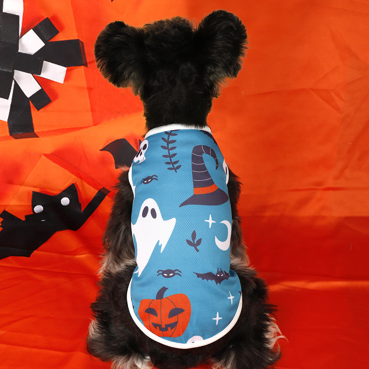 Heeipaw Halloween Pumpkin Dog Costume Vest – Cute Printed Pet Shirt, Sleeveless Dog Clothes for Small Dogs - Blue Ghost & Witch - XL - image 11