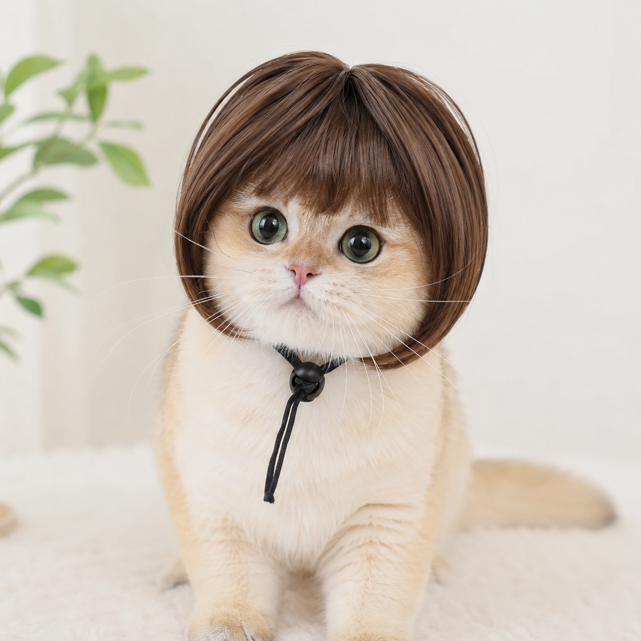 Heeipaw Cute Short Hair Wig Pet Headband, Funny Dog & Cat Costume Accessory, Adorable Pet Photo Prop for Parties and Daily Wear