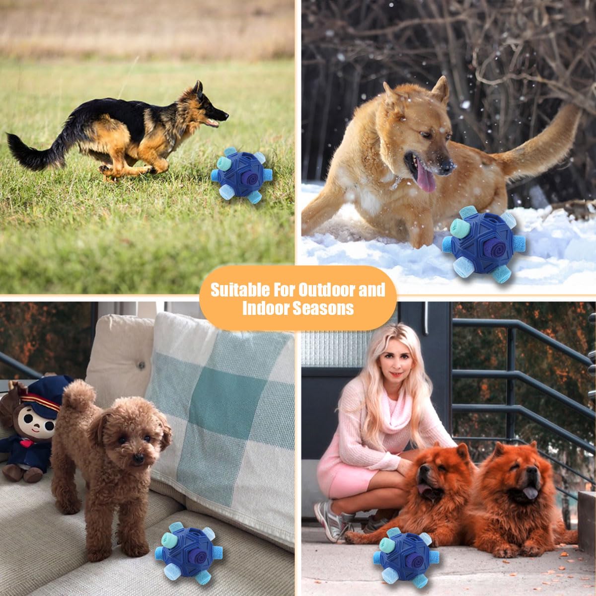 Heeipaw Dog Snuffle Ball Toy - Chewable Interactive Toy, Calming Puzzle Slow Feeder Snack Dispenser for Small Dogs